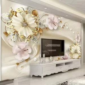 Luxury Floral Plum Blossom 3D Fresco Living Room Wall Mural