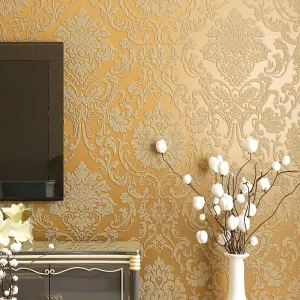 Luxury Gold 3D European Damascus Wallpaper Bedroom Living Room TV Background Restaurant Hotel Beige Blue Green Wallpaper