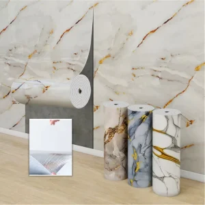 Luxury Gold PVC Marble Design Wallpaper Roll Self Adhesive Wall Sticker Peel and Stick Panel for Living Room Bedroom Interior