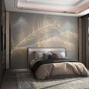 Luxury Gold Palm Leaf Non Woven Wallpaper Mural Custom Size Dark Botanical Wall Decor Living Room Bedroom Removable Wall Paper