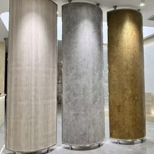 Luxury Golden Plated Soft Stone Wall Panel Bendable MCM Flexible Sheet For Villa Hotel Background Wall