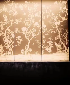 Luxury Hand Painted Birds and Flowers Design Silk Wallpaper for Hotel Wall Decoration