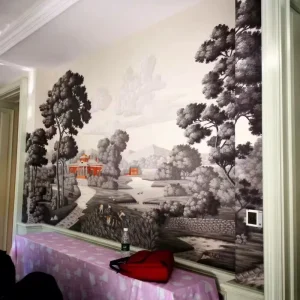 Luxury Hand Painted Western Style Landscape Wallpaper for Interior Wall Decor