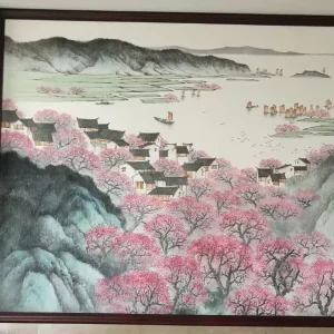Luxury Landscape Painting Hand Painted Silk Backdrop Wallpaper for Wall Decoration
