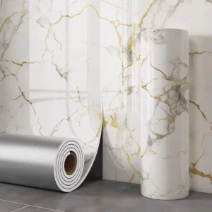 Luxury Marble Wallpaper Roll Peel and Stick Waterproof Self Adhesive Wall Panels for Bathroom Vanity Wall Decor