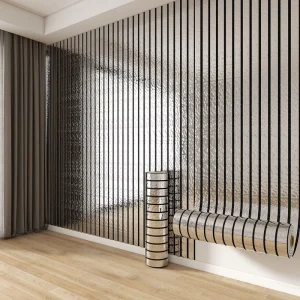 Luxury Metal Texture Stripe Waterproof Oilproof Apartment Wall Decor Removable Self-Adhesive 3D Carving Wall Sticker