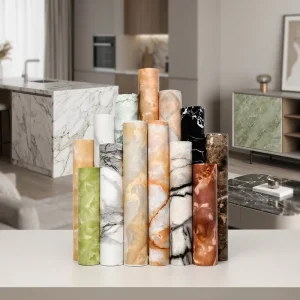 Luxury Metallized Marble Effect Pvc Film for Furniture