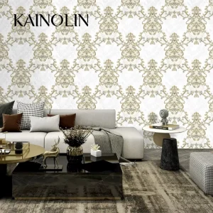 Luxury Textured European Style Wallpaper Mural with Damask Pattern for Living Room & Bedroom Use Mould Proof Home Interior Decor