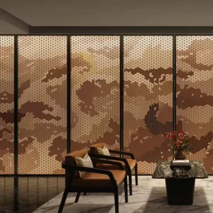 Luxury Textured Gold 3D Printed Wall Panel for Bedroom Home Hotel & Restaurant