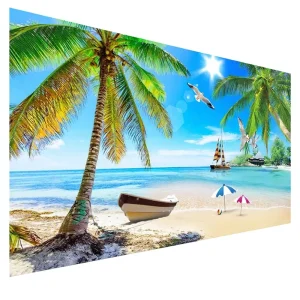 Luxury Tropical Beach Wall Mural Peel and Stick Wallpaper for Living Room and Entertainment Decoration