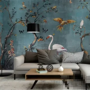 Luxury Wallpaper Waterproof Botanical Vintage Flamingo Multicolor Bird Fruit Tree Design for Living Room Wall Renovation Decor