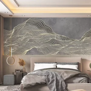 Luxury Wavy Stripes Relief Wall Covering Gold Silver 3D Wallpaper Peel and Stick Easy Install Hotel Villa Living Room Projects