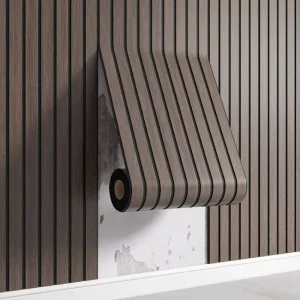 MOI Embossed Modern Waterproof Peel and Stick Wood Grille Foam Wall Paper Roll for Bedroom & Mall