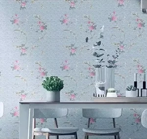MOI Factory Supply Blue Floral Self Adhesive Wallpaper easy to install Waterproof Removable PVC Wall Sticker for Home Decor