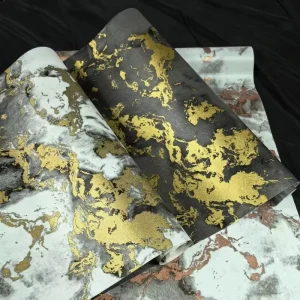 MOI High Quality Factory Price Modern New Golden Marble Design PVC Self Adhesive Wallpaper for Home Interior Decoration