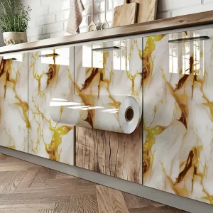 MOI Home Interior Wall Covering 120cm X 300cm Marble Look for Bedroom Background Wall