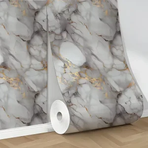 MOI Large Marble Wall Covering Roll 120cm X 300cm with PET Surface for Living Room Bedroom