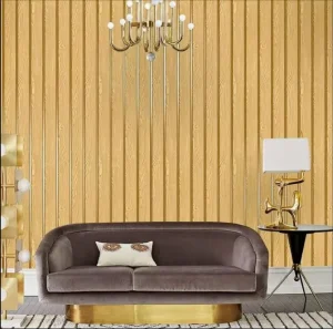 MOI Luxury Gold Striped Grain Peel and Stick Wallpaper Waterproof Self Adhesive Contact Paper for Home Renovation