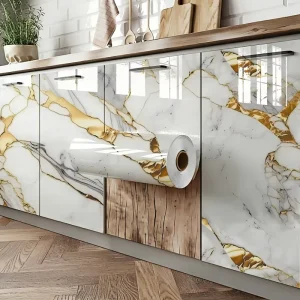 MOI Marble Wallpaper Roll 120cm X 300cm with PET Film for Living Room Indoor Wall Decor