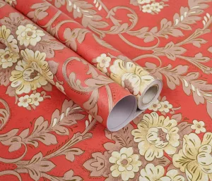 MOI Modern Luxury Flowers PVC Waterproof Self Adhesive Wallpapers for Home Decor in Bedroom Living Room Hotel Hall