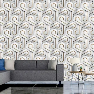 MOI Modern Waterproof PVC Adhesive Wall Sticker 45cm X 10m Geometric Pattern for Hotel Apartment Bedroom & Living Room