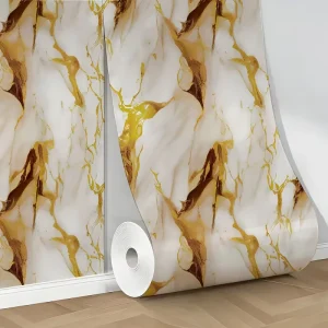 MOI PET Surface IXPE Foam Marble Wall Covering Roll 120cm X 300cm for Apartment Hotel Interior
