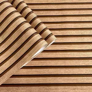 MOI Self adhesive Wallpaper Grille Wood Pattern Peel and Stick PVC Waterproof for Living Room Bedroom Entertainment Hotel