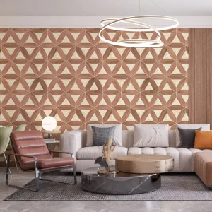 MYWIND Geometric Wallcovering Real Wood Veneer Wallpaper for Luxury Home Office Hotel Interior Decor