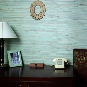 MYWIND New Blue Grasscloth Wallpaper Luxury Interior Design Materials Home Decoration Modern Wall Heat Insulation Wallcoverings