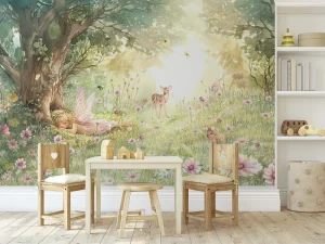Magical Meadow Mural Non Woven Wallpaper Custom Wall Decor for Modern Apartment Kids Bedroom Home Durable and Fade Resistant