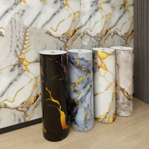 Marble Contact Paper Glossy Waterproof Peel and Stick Countertop Wrap Removable Wall Sticker for Kitchen Bathroom Renovation