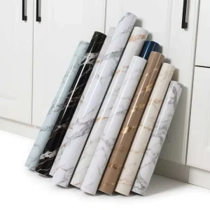 Marble Design Wallpaper PVC Self-Adhesive Film Oil-Proof 0.15-0.18mm Decor
