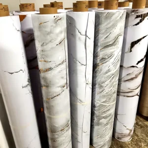 Marble Effect Explosion-proof PVC Lamin for Wall Panels Furniture Office Wallpaper Plywood Durable Elevate Apartment