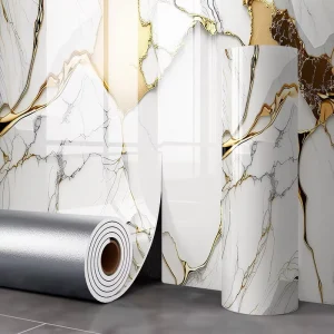 Marble Effect Wall Decals Self Adhesive Peel and Stick Wallpaper for Living Room TV Backdrop Home Decor 1.2X3m