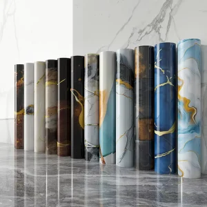 Marble Floral PVC Wallpaper Rolls Self Adhesive for Home and Bathroom Decor