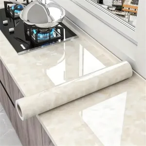 Marble Kitchen Oil Proof Film Waterproof Self Adhesive Moisture Proof Countertop Cabinet Wallpaper Marble Decor Protective Film