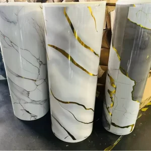 Marble PVC Golden Bathroom Peel and Stick Wall Tile Sticker Wallpaper Home Decor Foam Self-Adhesive Wall Sheet