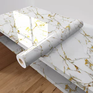 Marble Self Adhesive Vinyl Wallpaper Oil Proof Waterproof for Furniture Kitchen and Interior Walls