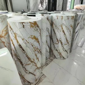 Marble Sheet Stickers 1.2m*3m Vinyl Foam Roll Gilded Marble Tile Wallpaper Removable for Home Wall Decor