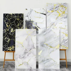 Marble Tile Sticker Geometric Pattern Self Adhesive Wallpaper Waterproof Peel & Stick Wall Decal for Home Decor