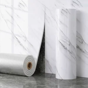 Marble Tile Sticker Roll Waterproof Self Adhesive PVC Wallpaper For Kitchen And Bathroom Surface