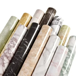Marble Vinyl Film DIY Self Adhesive Wallpaper Bathroom Kitchen Cupboard PVC Waterproof Marble Decoration Protective Film
