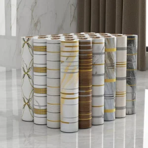 Marble Wall Sticker Roll Self-Adhesive Waterproof Peel and Stick Wall Tiles for Kitchen Bathroom Home Decor