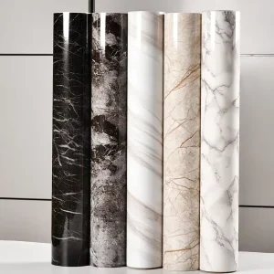 Marble Wallpaper Style Self Adhesive High Glossy PVC Sheet Imitating Natural Stone Texture Vinyl Plastic Film Pvc Foil Roll