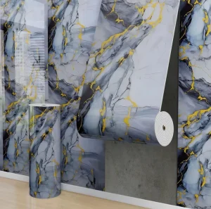 Marble Waterproof Wallpaper PVC Wall Paper Rolls Self Adhesive Self Coating Wall Stickers for Home Bathroom Apartment Decor