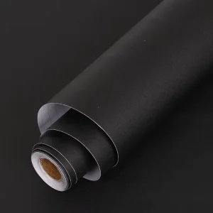 Matt Black Modern Embossed Waterproof Contact Paper Textured Peel and Stick Thick Self Adhesive Removable Vinyl Film Wallpaper