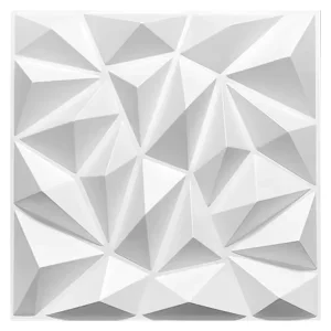 Matt White Diamond Shape 3D PVC Wall Panel 30 cm Wall Panel Sticker for Wall Decoration