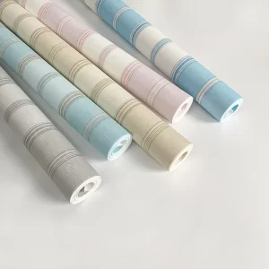 Mediterranean Solid Color 3D Striped Wallpaper Warm Bedroom Children’s Room Study Background Wall Simple Wallpaper