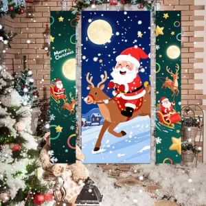 Merry Christmas Hanging Banner Porch Sign with Pattern for Home Indoor Outdoor Decorations 72×12 Factory Polyester Felt Reusable