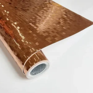 Metal Mosaic square Pattern Gold Glossy Wall Sticker Wallpaper for Commercial Scenes